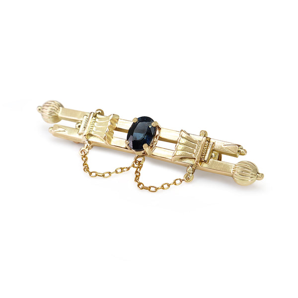 9ct Yellow Gold Antique Sapphire Brooch