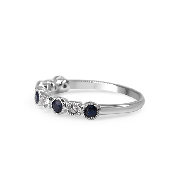 9ct White Gold Sapphire and Diamond Band Ring