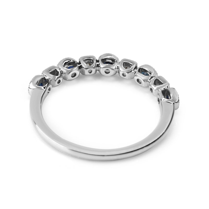 9ct White Gold Sapphire and Diamond Band Ring