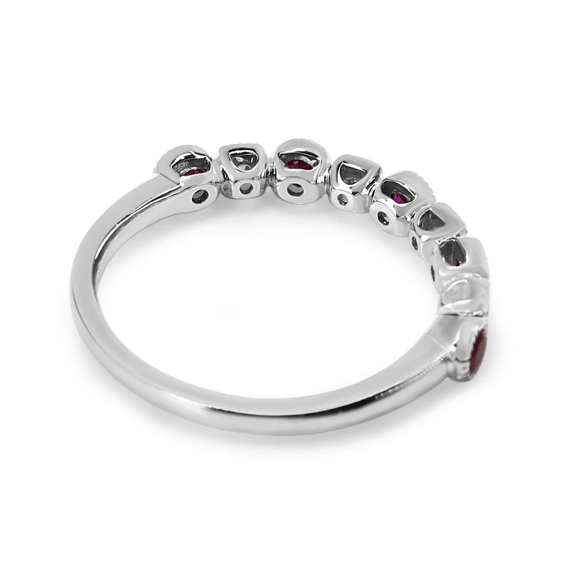 9ct White Gold Ruby and Diamond Band Ring
