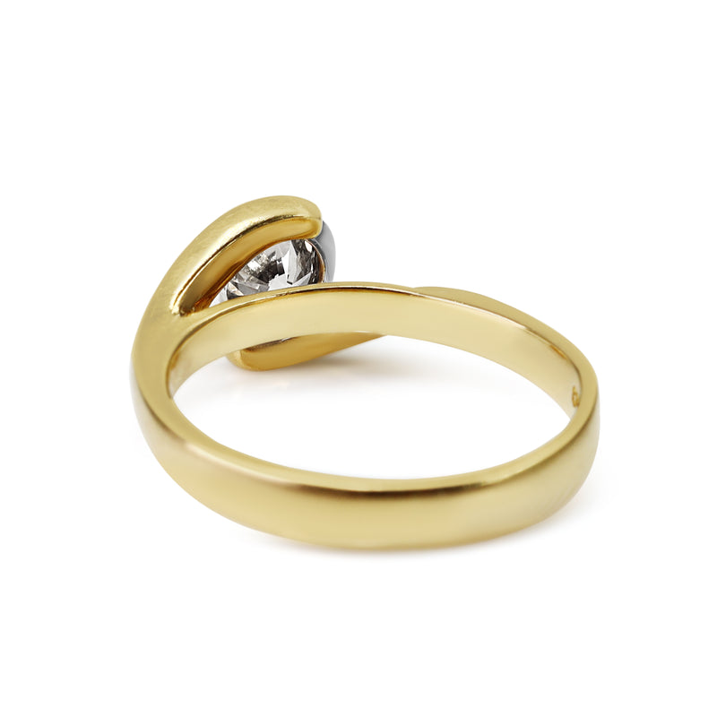 18ct Yellow and White Gold Bezel Diamond Solitaire Ring