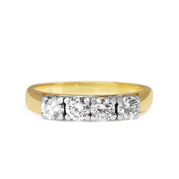 18ct Yellow and White Gold 4 Stone Diamond Ring