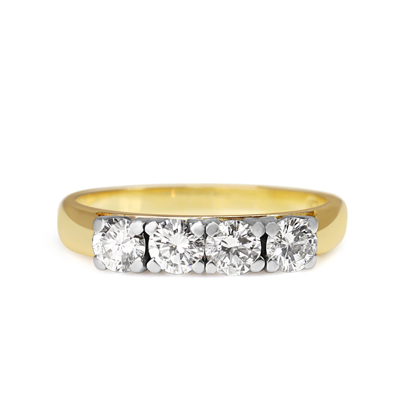 18ct Yellow and White Gold 4 Stone Diamond Ring