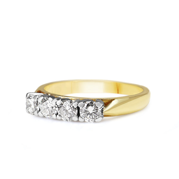 18ct Yellow and White Gold 4 Stone Diamond Ring