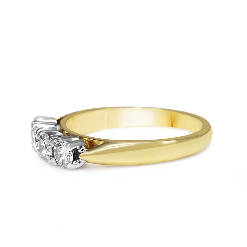 18ct Yellow and White Gold 4 Stone Diamond Ring