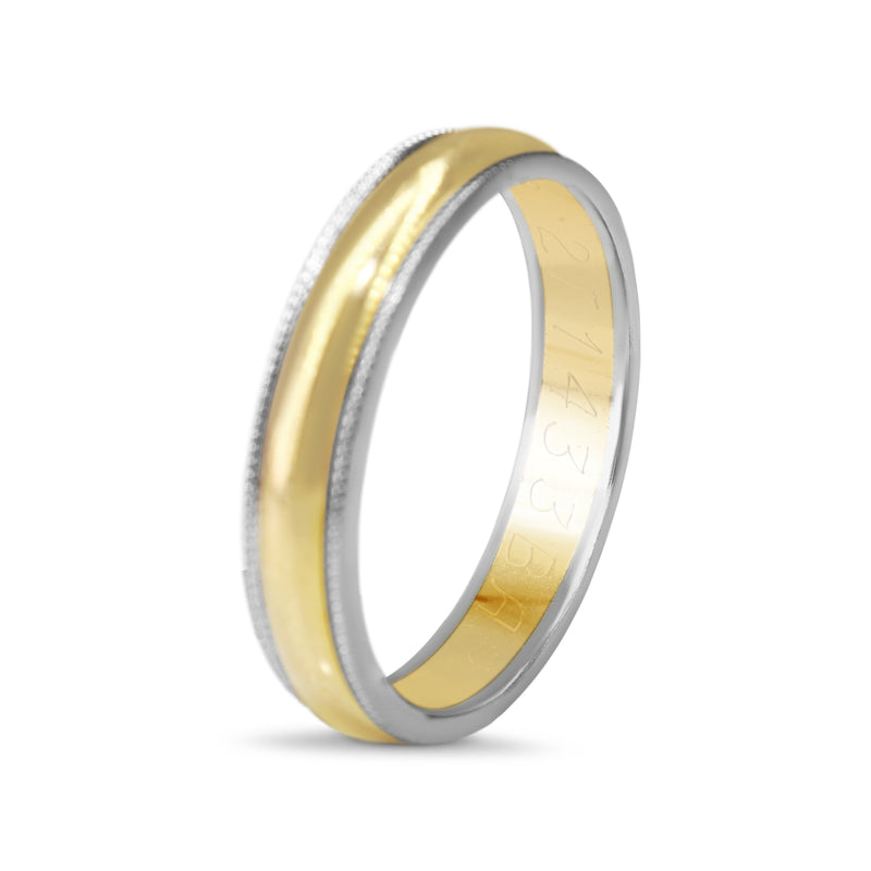 18ct Yellow Gold Band With White Gold Millgrain Edge