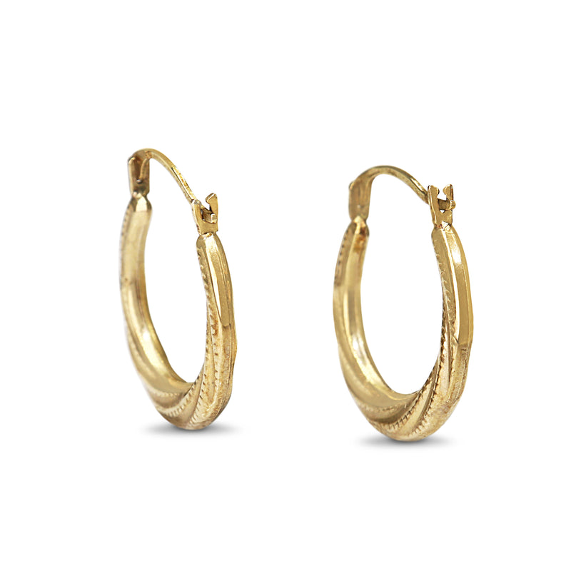 9ct Yellow Gold Twist Hoop Earrings