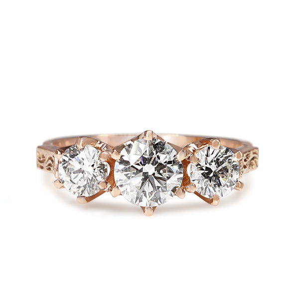 18ct Rose Gold 3 Stone Diamond Ring