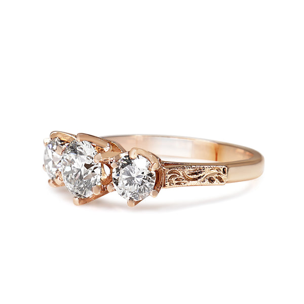 18ct Rose Gold 3 Stone Diamond Ring