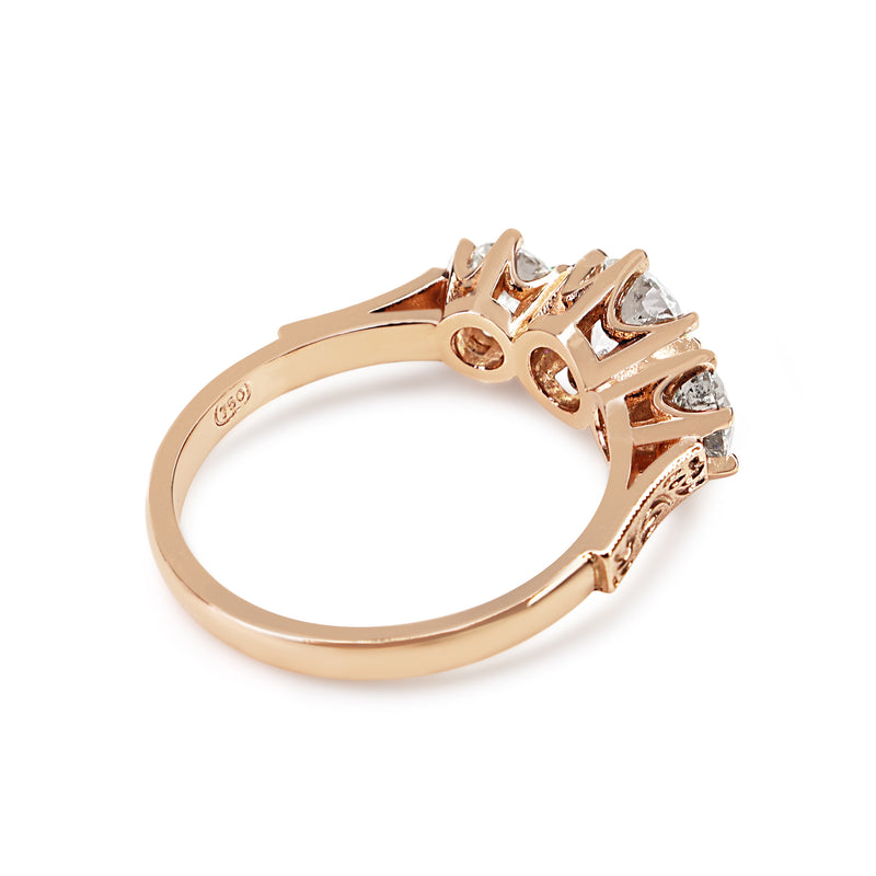 18ct Rose Gold 3 Stone Diamond Ring