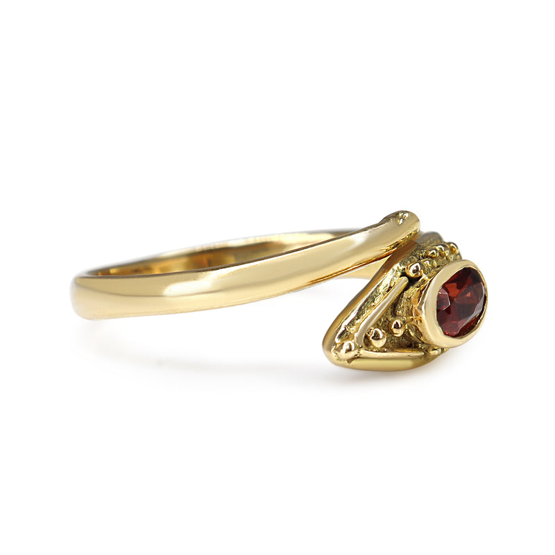 18ct Yellow Gold Garnet Snake Ring