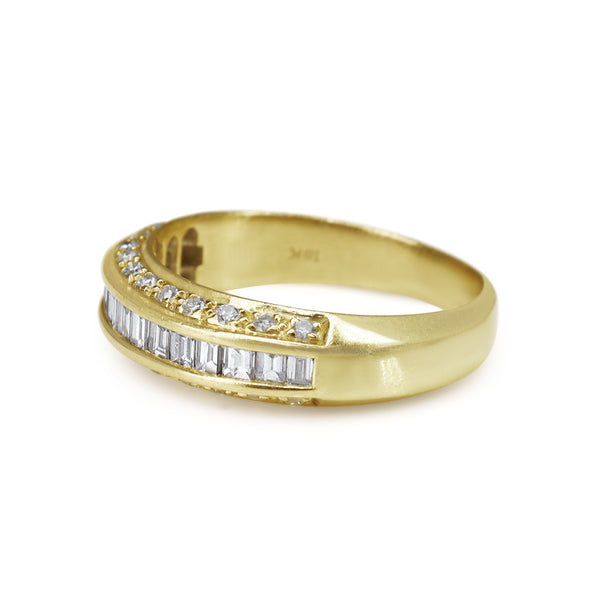 18ct Yellow Gold Baguette and Brilliant Cut Diamond Band Ring