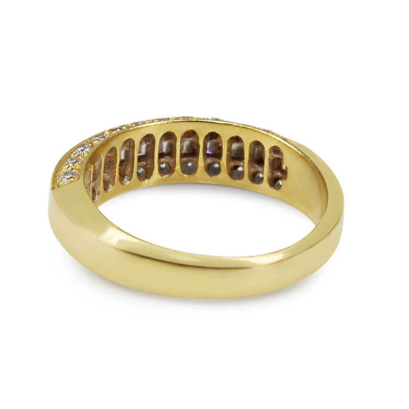 18ct Yellow Gold Baguette and Brilliant Cut Diamond Band Ring