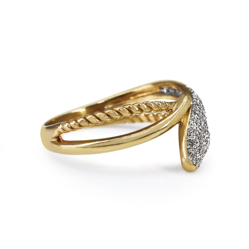 9ct Yellow and White Gold Diamond Snake Ring