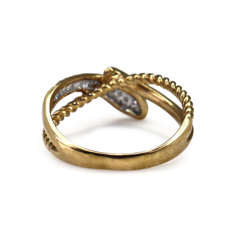 9ct Yellow and White Gold Diamond Snake Ring