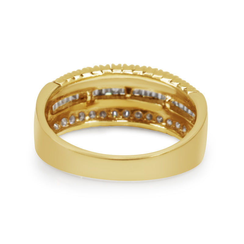 18ct Yellow Gold Baguette and Brilliant Cut Diamond Band Ring