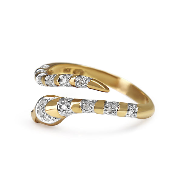 9ct Yellow and White Gold Diamond Snake Ring