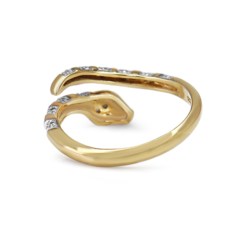 9ct Yellow and White Gold Diamond Snake Ring