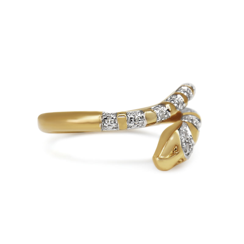 9ct Yellow and White Gold Diamond Snake Ring