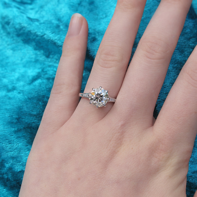 Platinum 3.06ct Old Cut Diamond Solitaire Ring