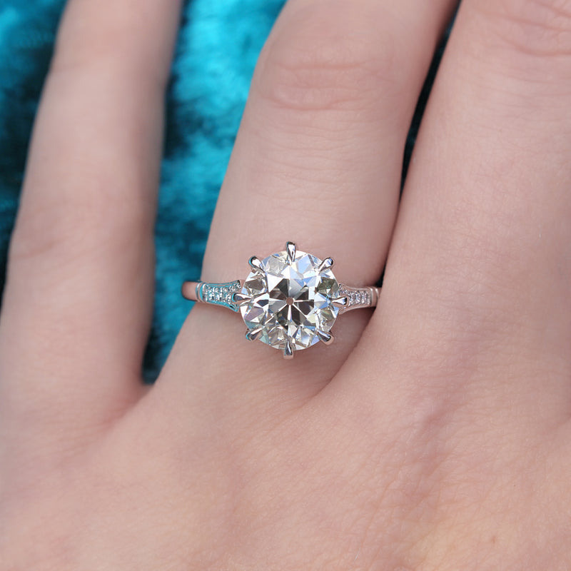 Platinum 3.06ct Old Cut Diamond Solitaire Ring