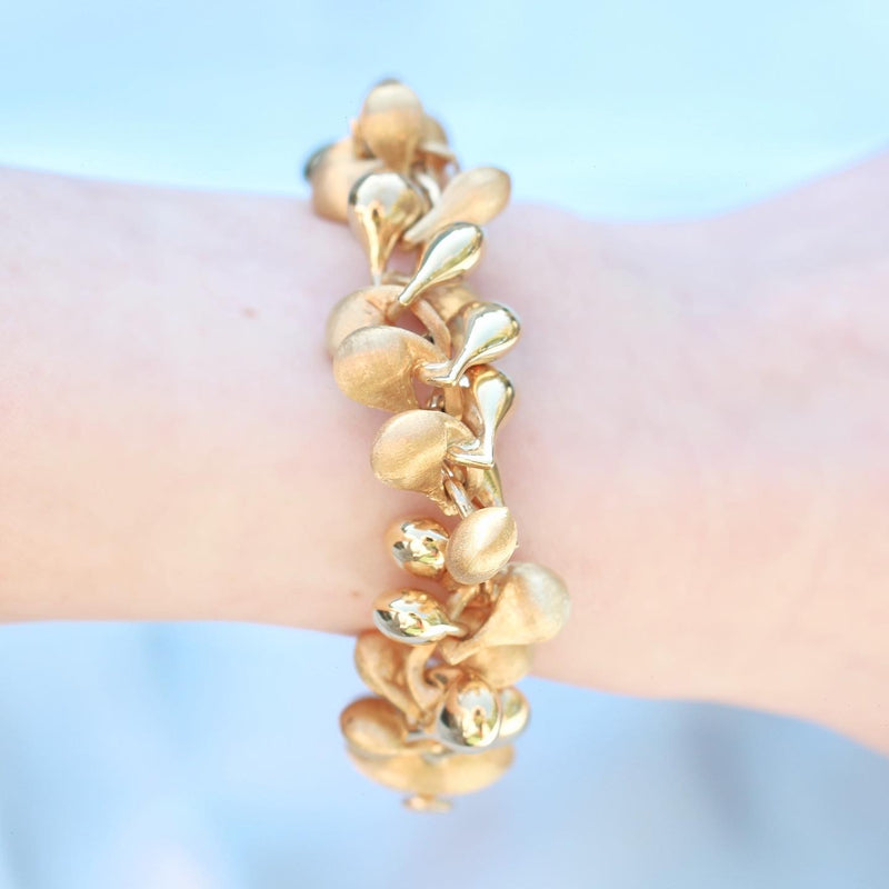 18ct Yellow Gold Fancy Link Bracelet with Polished and Satin/Matte Links