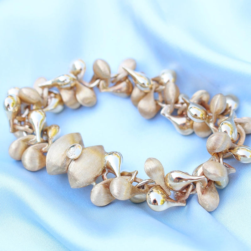 18ct Yellow Gold Fancy Link Bracelet with Polished and Satin/Matte Links