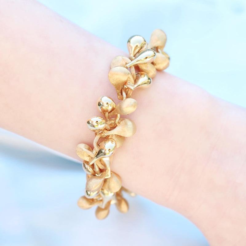 18ct Yellow Gold Fancy Link Bracelet with Polished and Satin/Matte Links