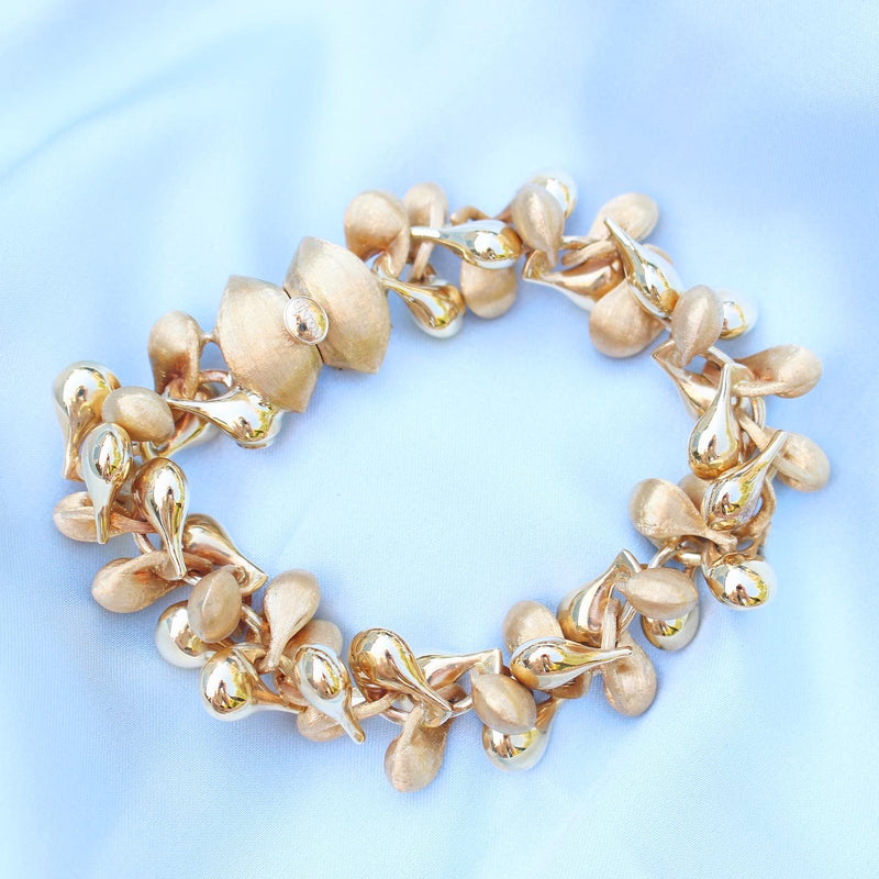 18ct Yellow Gold Fancy Link Bracelet with Polished and Satin/Matte Links