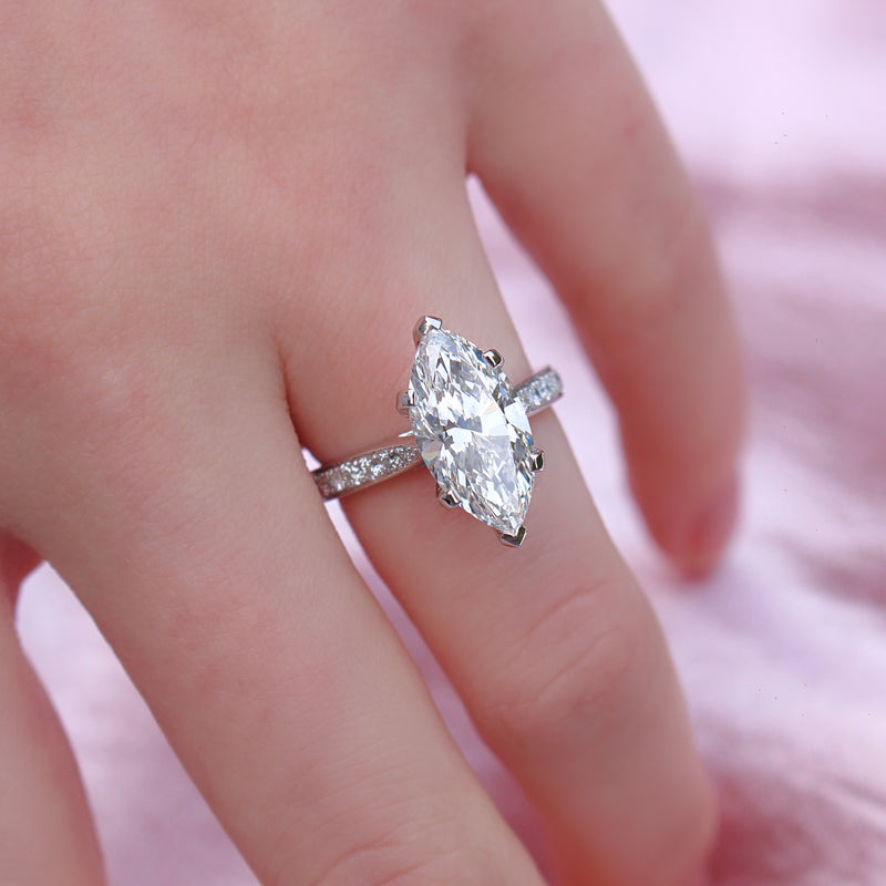 Platinum Marquise Diamond Solitaire Ring
