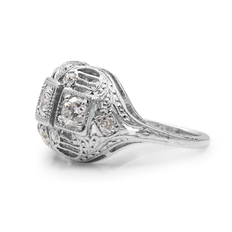 Platinum Art Deco Old Cut Diamond Ring
