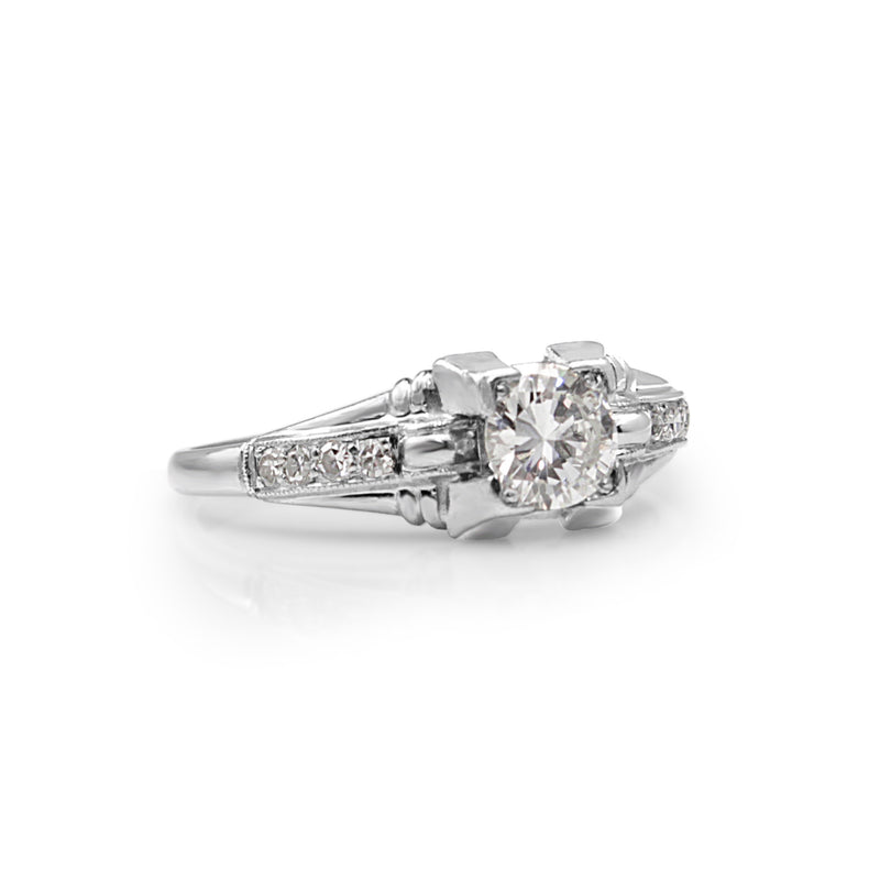 Platinum Deco Old Cut Diamond Ring