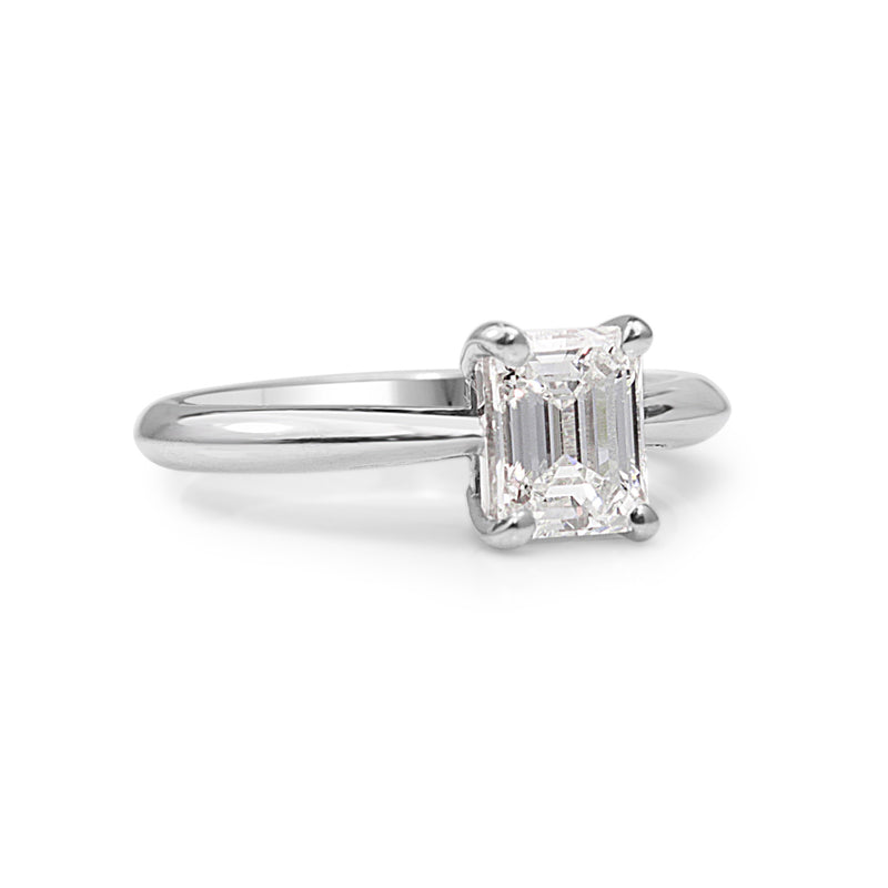 18ct White Gold Emerald Cut Solitaire Diamond Ring