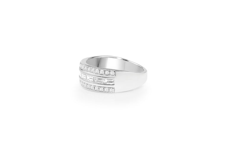 9ct White Gold Wide Diamond Band