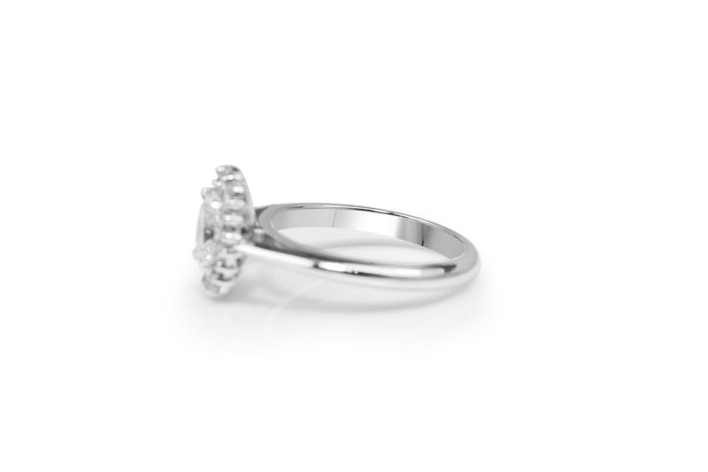 18ct White Gold Oval Halo Diamond Ring