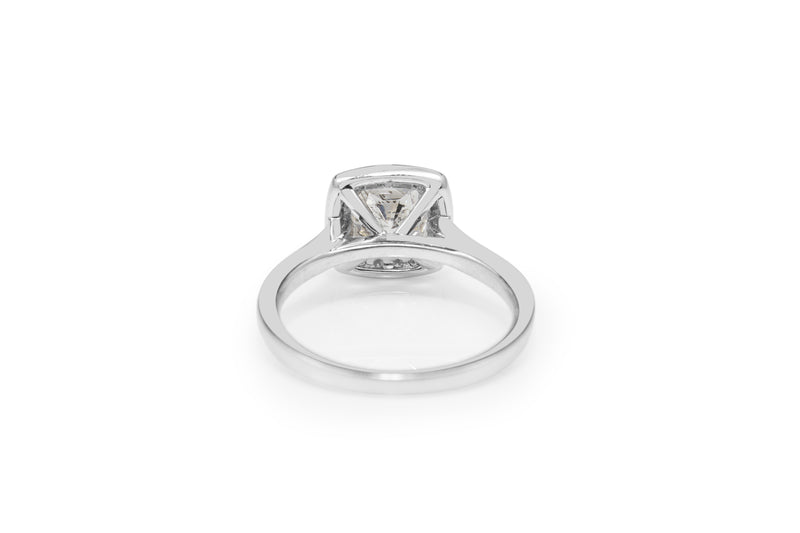 18ct White Gold Cushion Halo Diamond Ring