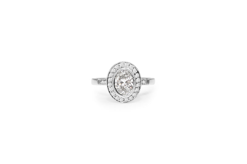 18ct White Gold Oval Diamond Halo Ring