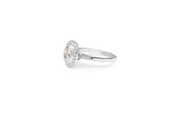 18ct White Gold Oval Diamond Halo Ring