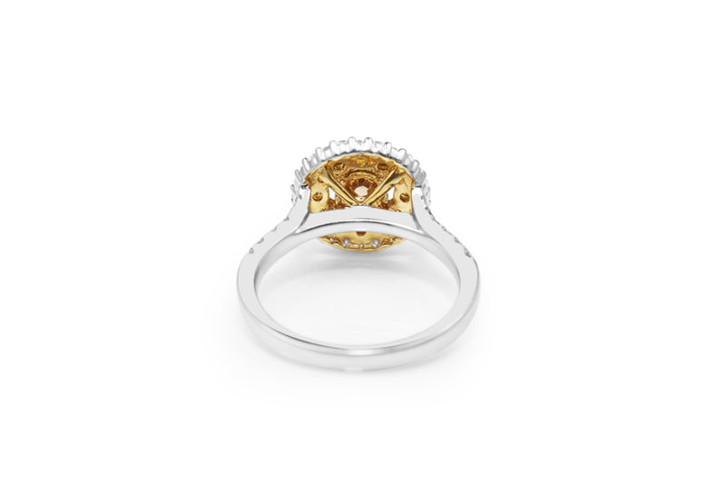 18ct White and Yellow Gold Champagne Diamond Ring
