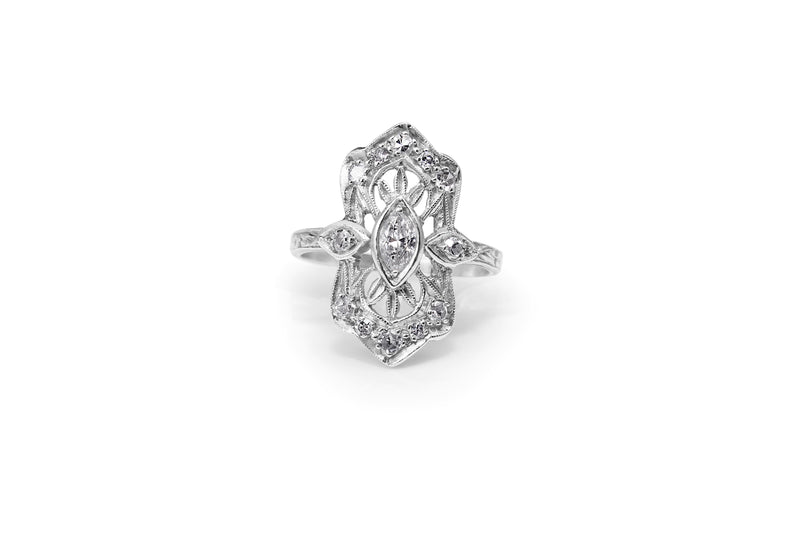 Platinum Art Deco Old Cut Diamond Ring