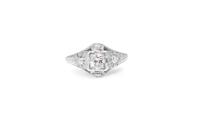 Platinum Art Deco Old Cut Diamond Ring