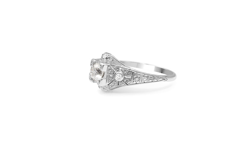 Platinum Art Deco Old Cut Diamond Ring