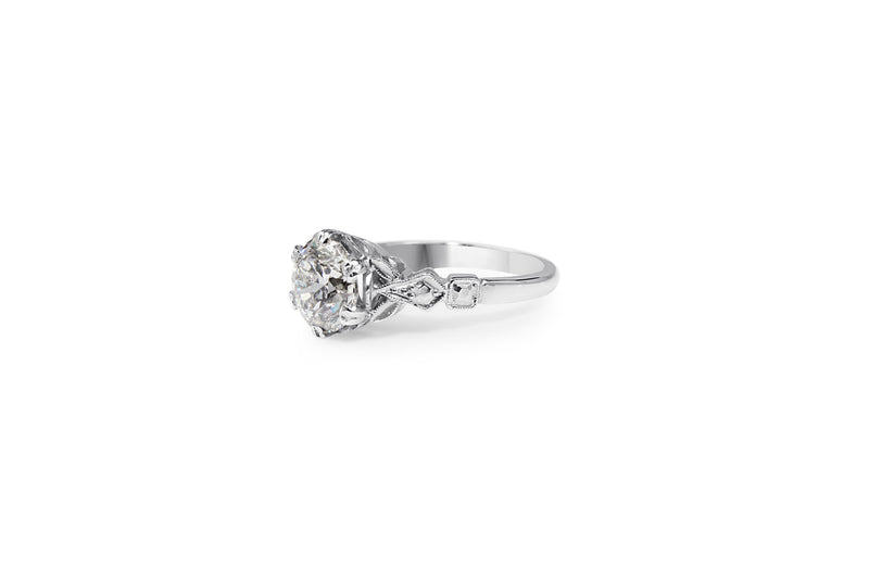 Platinum and 18ct White Gold Vintage Style Diamond Ring