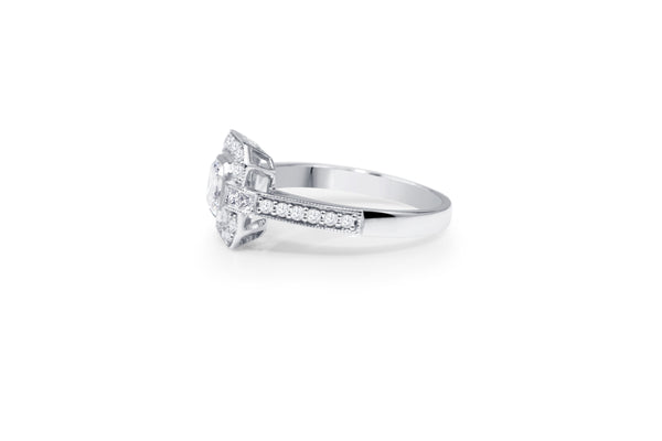 18ct White Gold Radiant Diamond Halo Ring