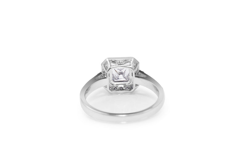 18ct White Gold Radiant Diamond Halo Ring