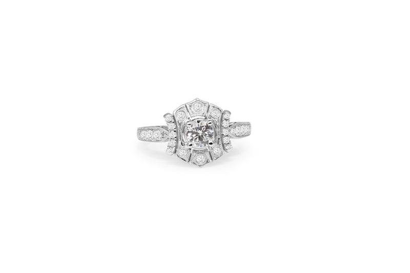 18ct White Gold Art Deco Style Diamond Ring
