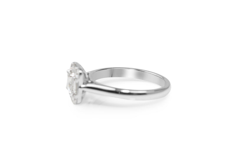 18ct White Gold Asscher Diamond Halo Ring