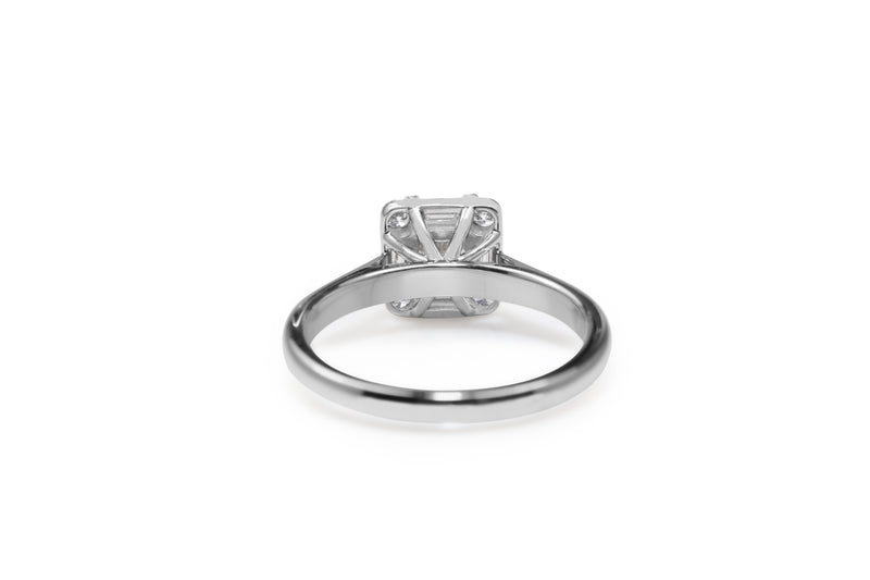 18ct White Gold Asscher Diamond Halo Ring