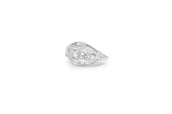 18ct White Gold Art Deco Old Cut Diamond Ring