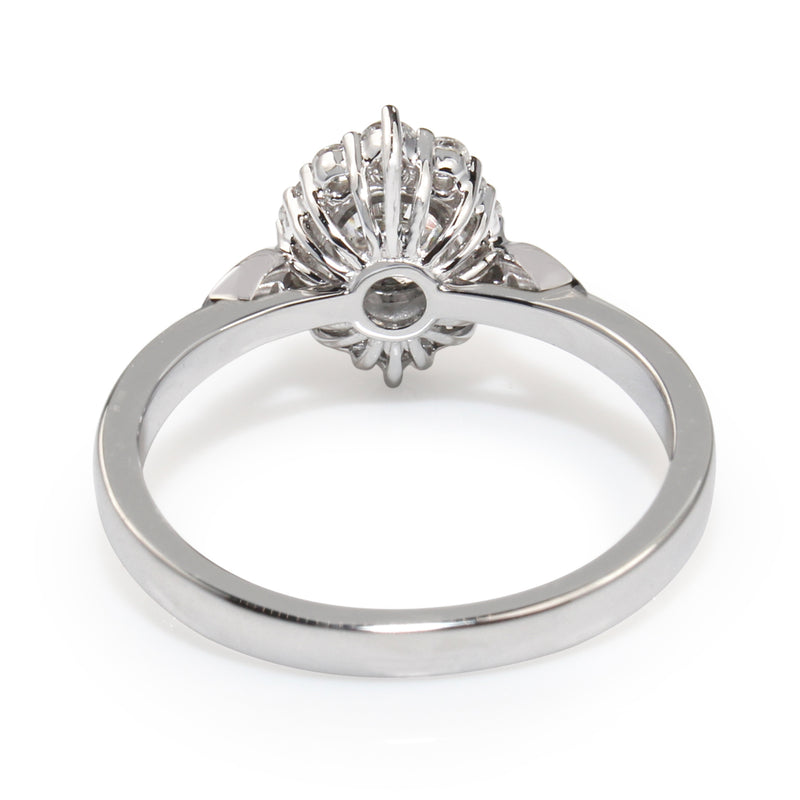 18ct White Gold Vintage Style Diamond Halo Ring